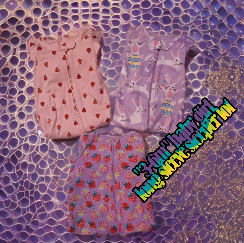 "3-6m" baby girl long sleeve sleeper lot 🐇👶